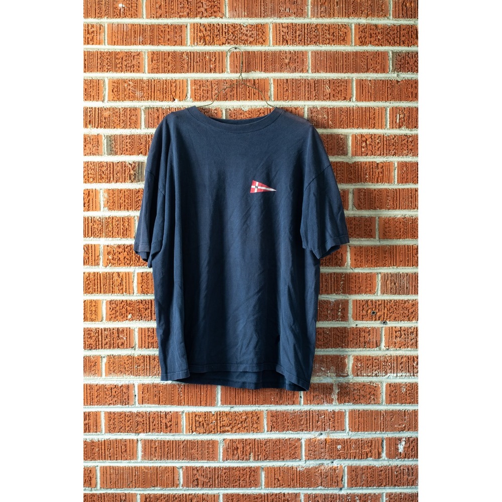 Vintage Nautica N-125 Compass Graphic T-Shirt Mens XXL Navy Blue Made in USA